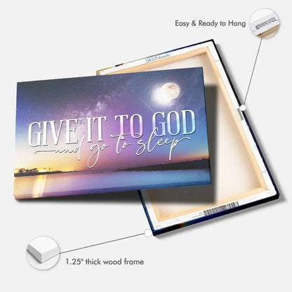 christian wall art decor give it to god and go to sleep canvas moon night sky (Landscape) (view 4)