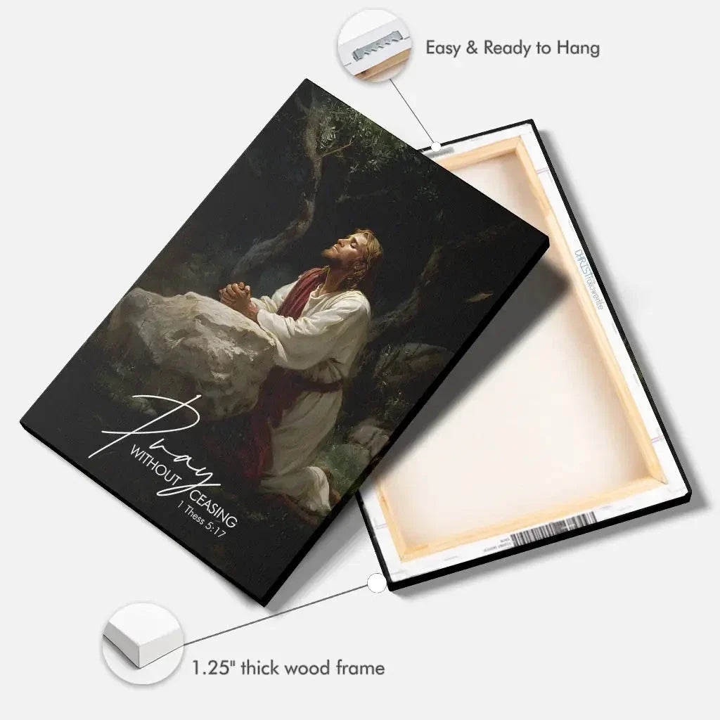 pray without ceasing jesus praying in the garden of gethsemane christian wall art canvas (view 5)