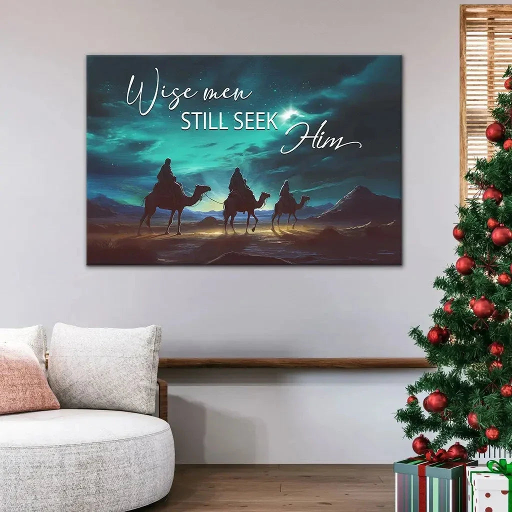 wise men still seek him christmas wall art canvas (Landscape) (view 3)