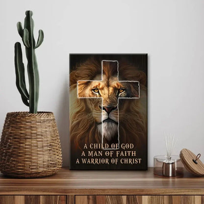 christian wall art a child of god a man of faith a warrior of christ canvas (view 2)