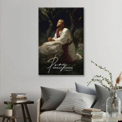 pray without ceasing jesus praying in the garden of gethsemane christian wall art canvas (view 6)