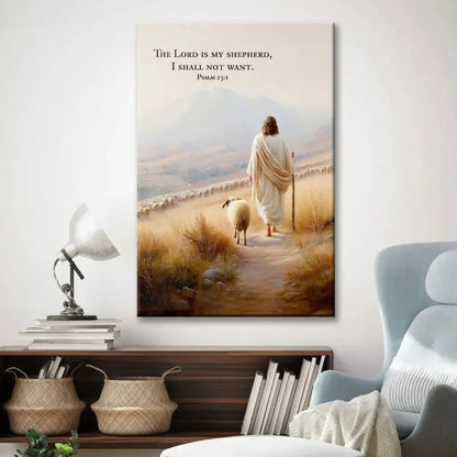 psalm 23 kjv the lord is my shepherd i shall not want wall art canvas (Landscape) (view 8)