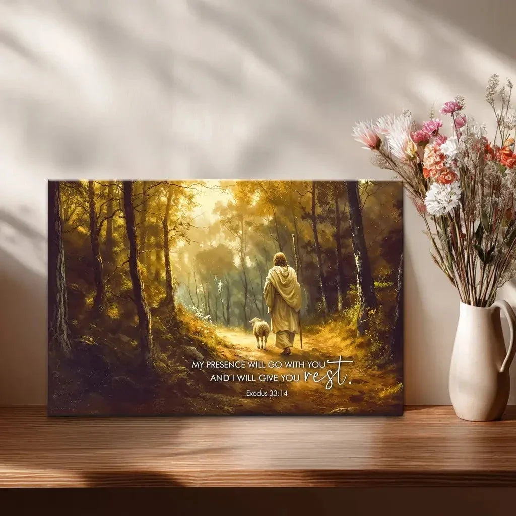 exodus 33 14 my presence will go with you wall art canvas (Landscape) (view 6)