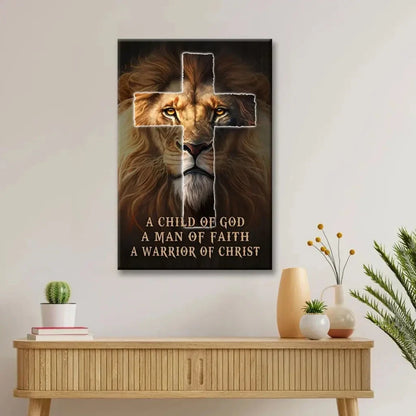 christian wall art a child of god a man of faith a warrior of christ canvas (view 3)