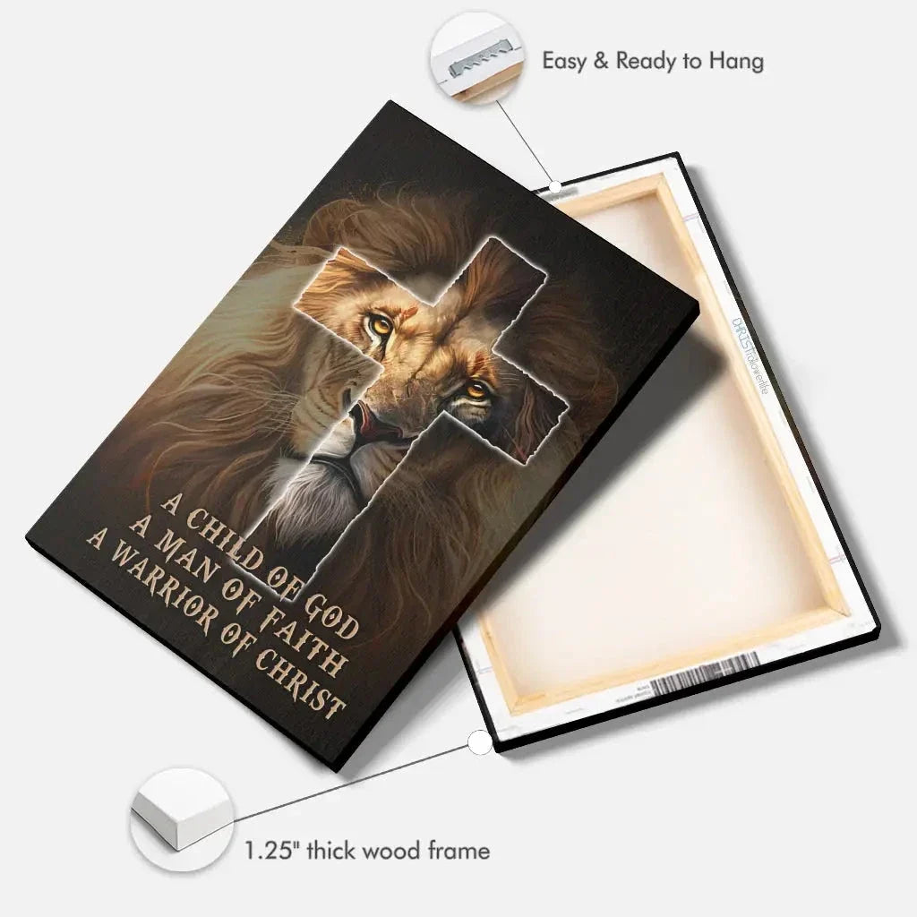 christian wall art a child of god a man of faith a warrior of christ canvas (view 4)
