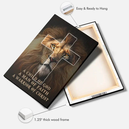 christian wall art a child of god a man of faith a warrior of christ canvas (view 4)