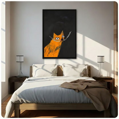 Graffiti Orange Cat Bold Canvas Wall Art