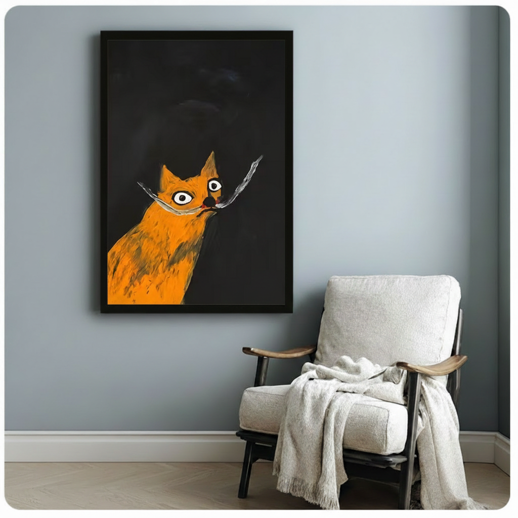 Graffiti Orange Cat Bold Canvas Wall Art