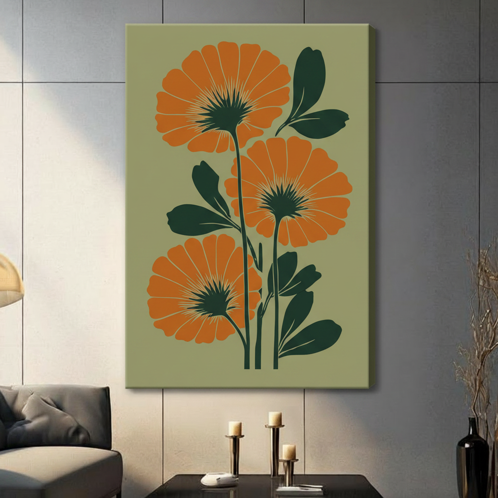 Bold Marigold Floral Canvas Wall Art