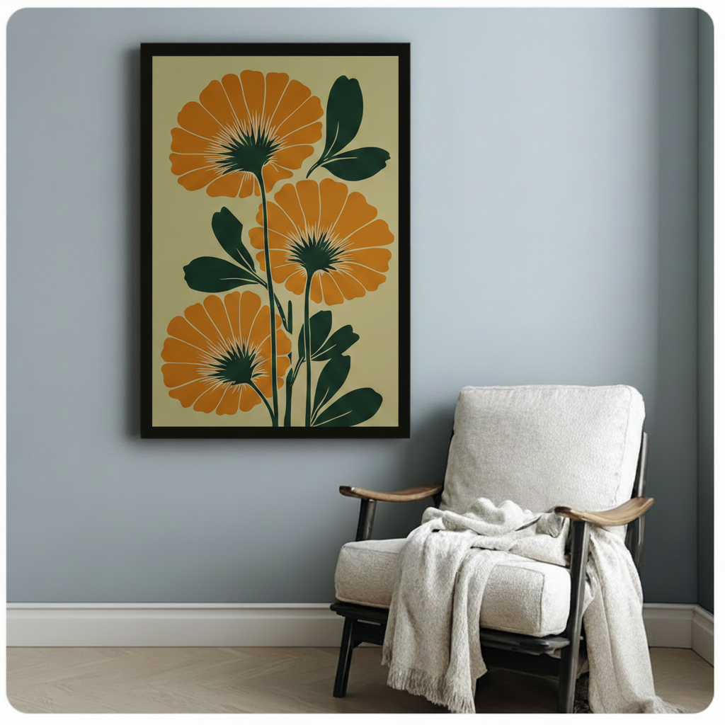 Bold Marigold Floral Canvas Wall Art