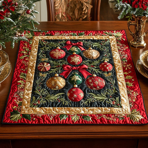 Ornament Glow Quilted Table Topper