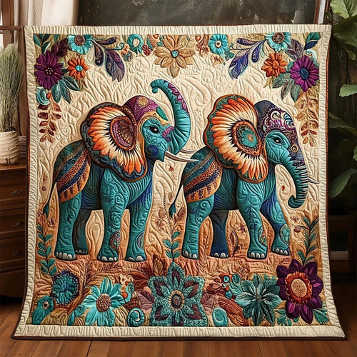 Ornate Elephant Quilt Blanket