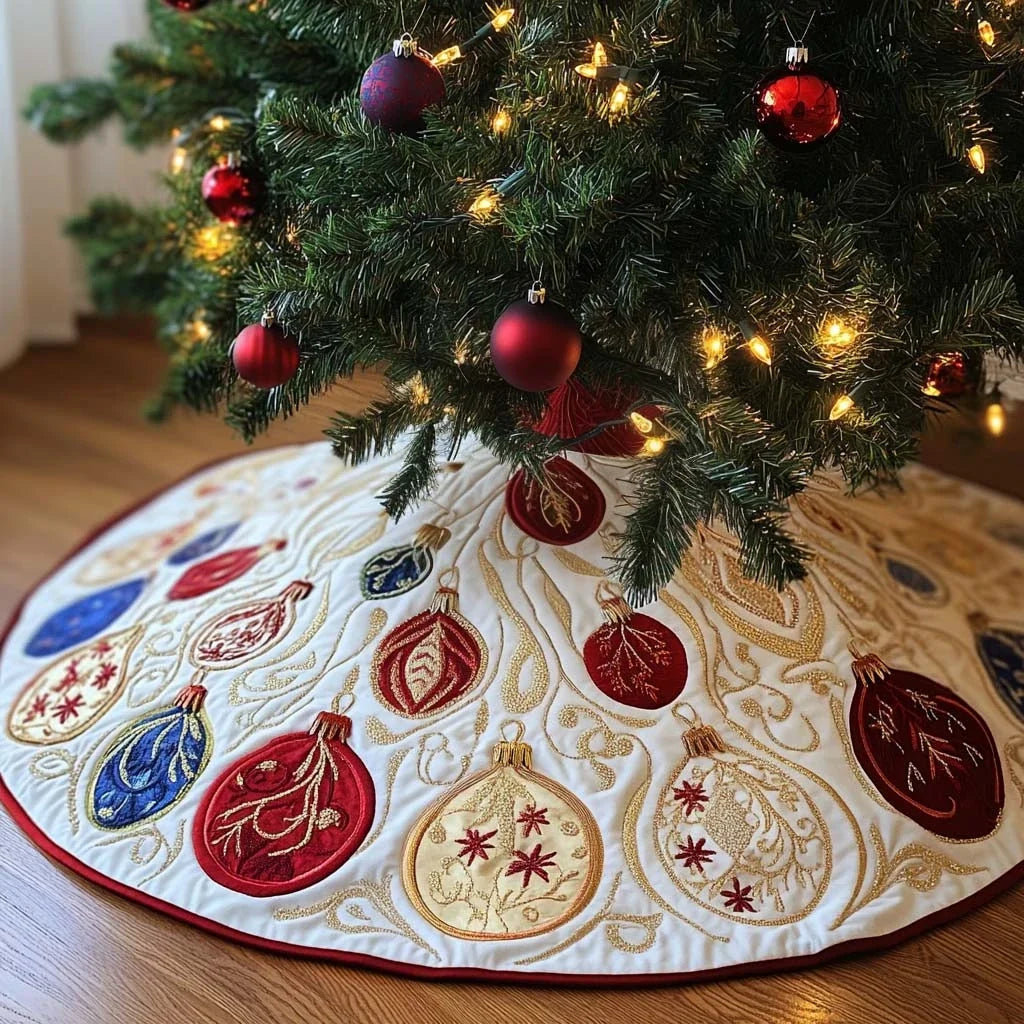 Ornate Tradition Christmas Quilted Tree Skirt