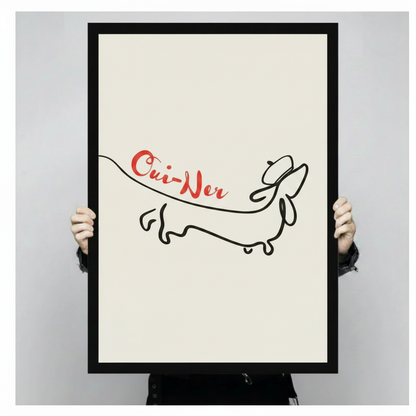 Oui-Ner Dachshund Line Art Canvas Print Wall Art