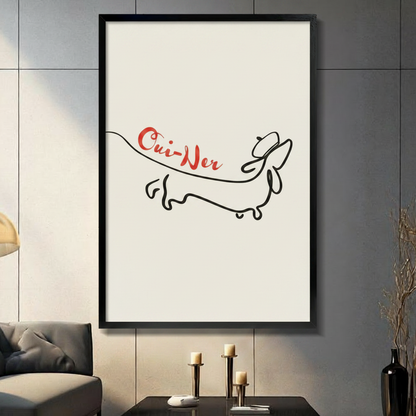 Oui-Ner Dachshund Line Art Canvas Print Wall Art