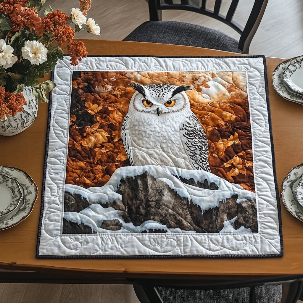 Owl Bloom Quilted Table Topper
