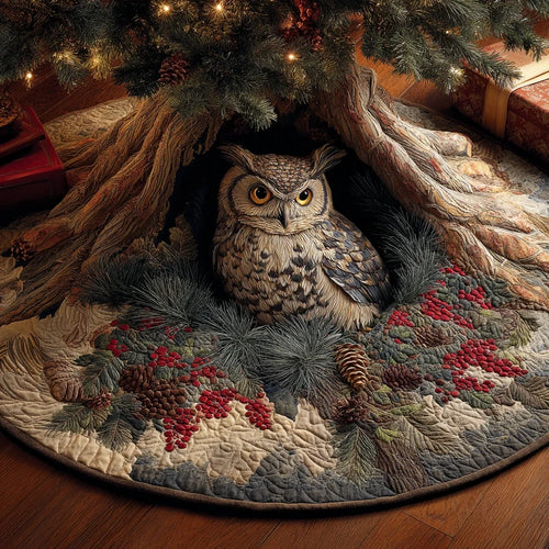 Owl Haven Christmas Quilted Tree Skirt