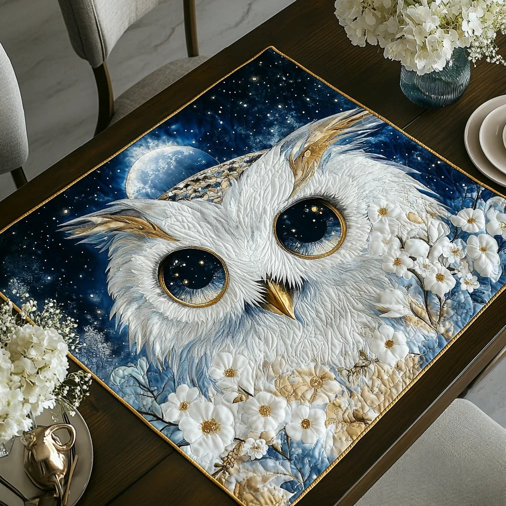 Owl Moonlight Quilted Table Topper