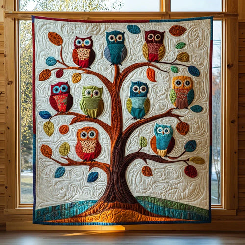 Owl Nature Circle Quilt Blanket