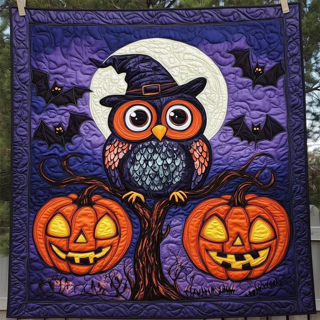 Owl Pumpkins Night Quilt Blanket