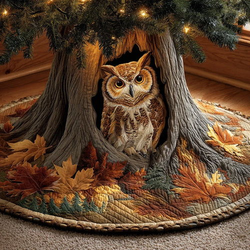 Owl Refuge Christmas Quilted Tree Skirt