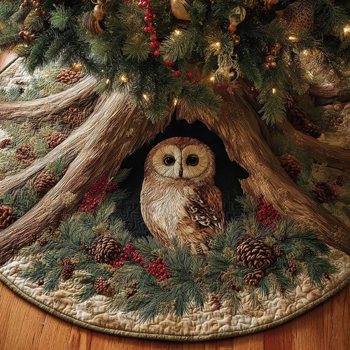 Owl Whisper Christmas Quilted Tree Skirt