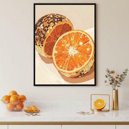 Sparkling Citrus Disco Slice Canvas Wall Art
