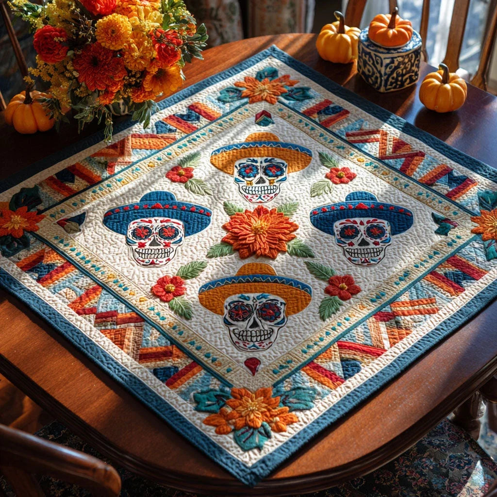 Painted Bones Quilted Table Topper