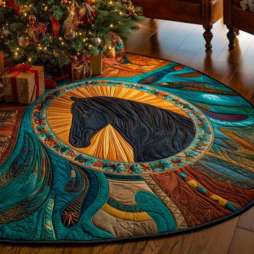 Painted Horses Roundel Quilted Tree Skirt