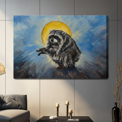 Holy Raccoon Oil Painting Funny Canvas Wall Art
