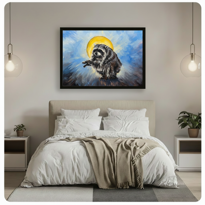 Holy Raccoon Oil Painting Funny Canvas Wall Art