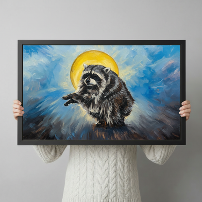 Holy Raccoon Oil Painting Funny Canvas Wall Art