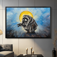 Holy Raccoon Oil Painting Funny Canvas Wall Art