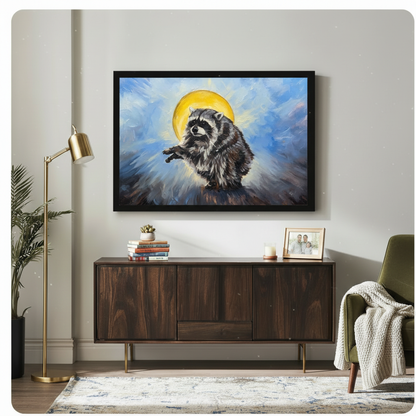 Holy Raccoon Oil Painting Funny Canvas Wall Art