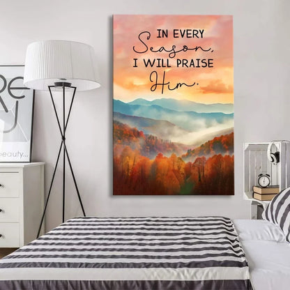 in every season i will praise him smoky mountains wall art canvas (Landscape) (view 3)