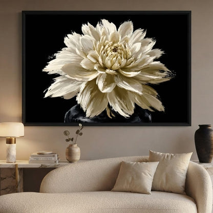 Pale Petals Held Against The Void Canvas Wall Art