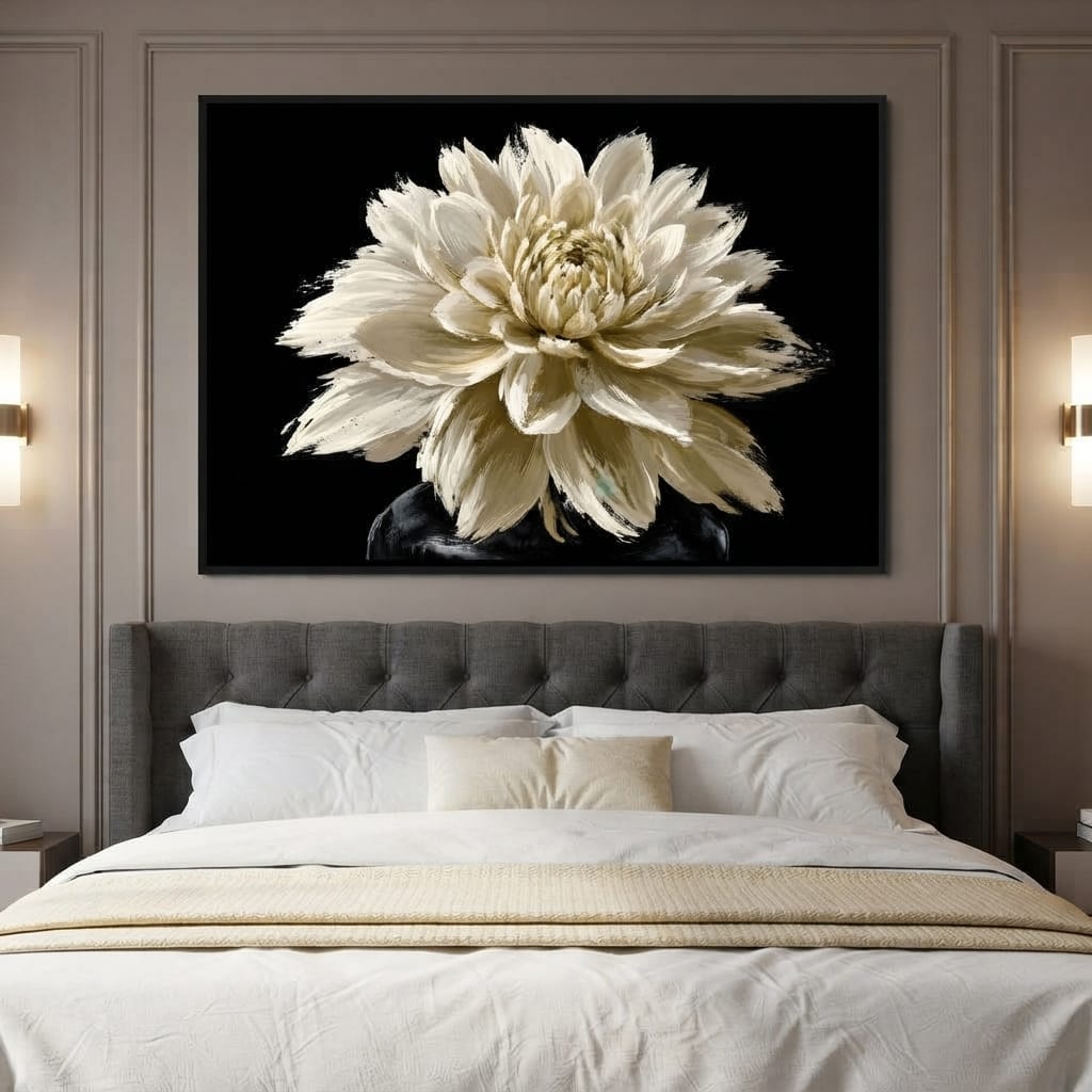 Pale Petals Held Against The Void Canvas Wall Art