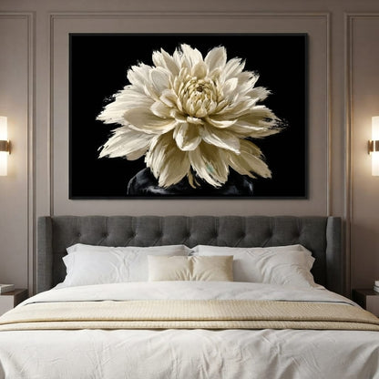 Pale Petals Held Against The Void Canvas Wall Art
