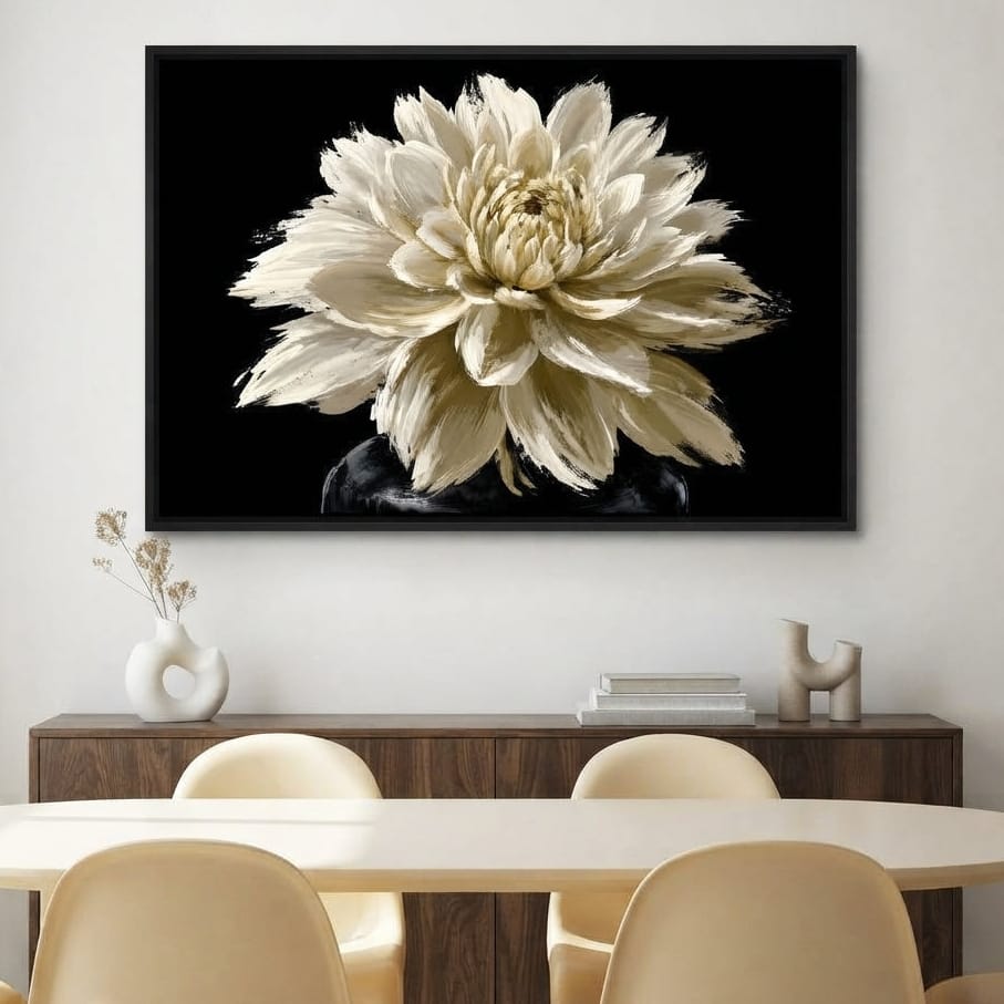 Pale Petals Held Against The Void Canvas Wall Art