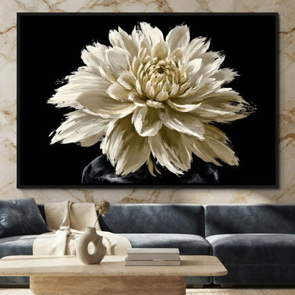 Pale Petals Held Against The Void Canvas Wall Art