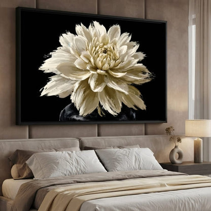 Pale Petals Held Against The Void Canvas Wall Art