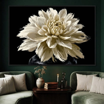 Pale Petals Held Against The Void Canvas Wall Art