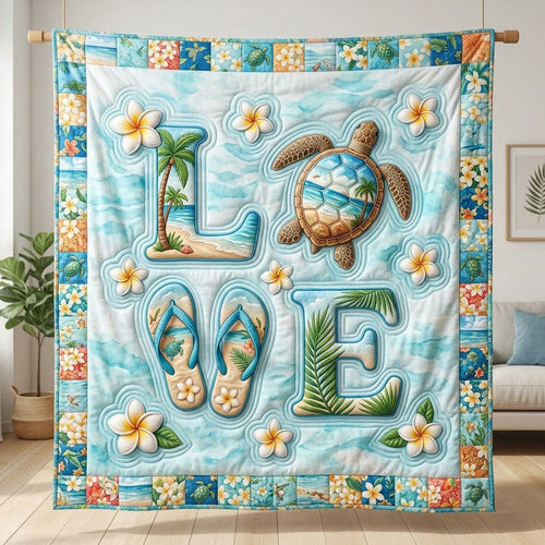 Palm Breeze Love Quilt Blanket - Quilted Blanket by Wild and Way