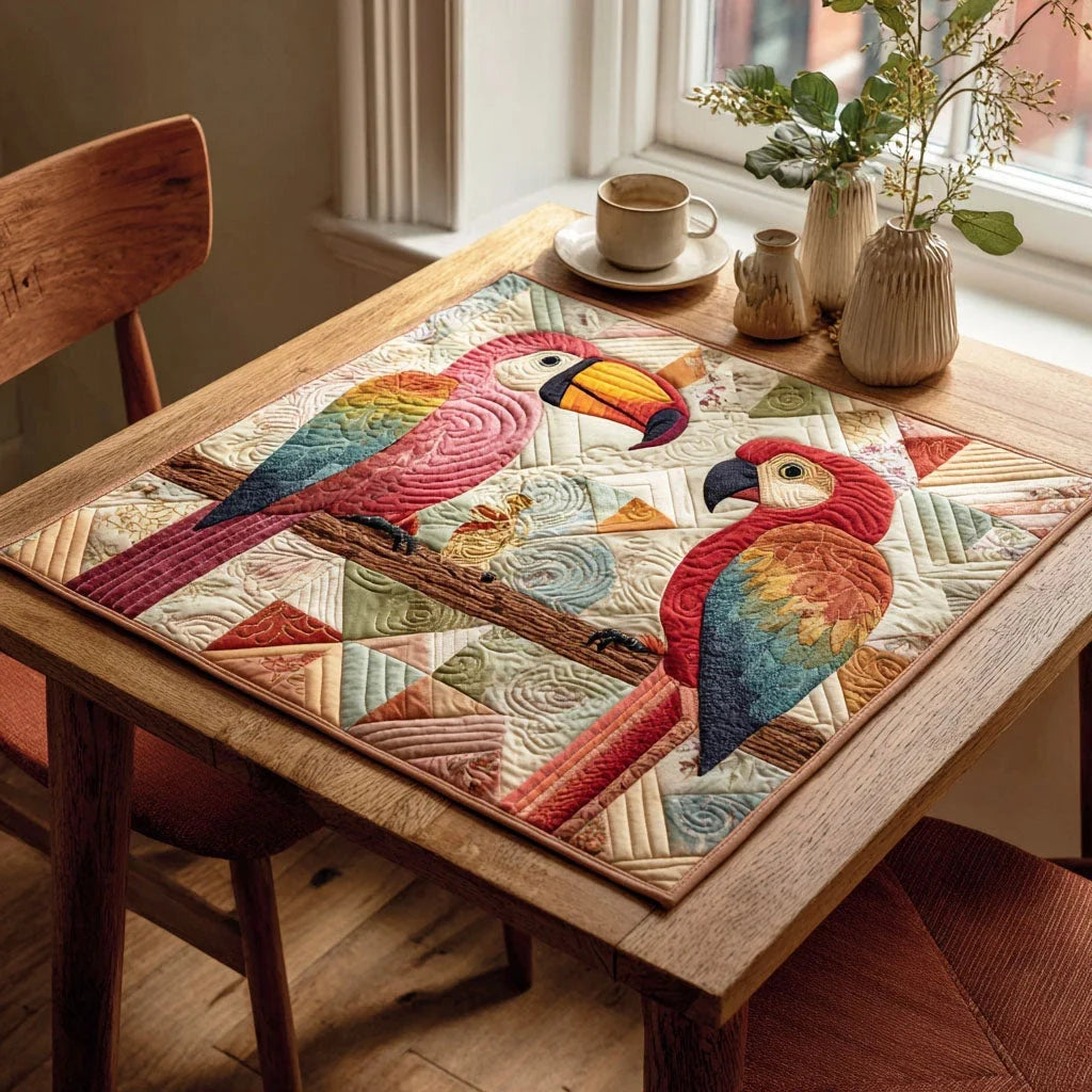 Palm Feathers Quilted Table Topper