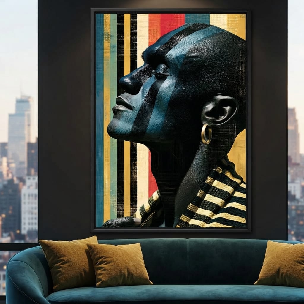 Pan Africa Colours Silhouette Canvas Wall Art