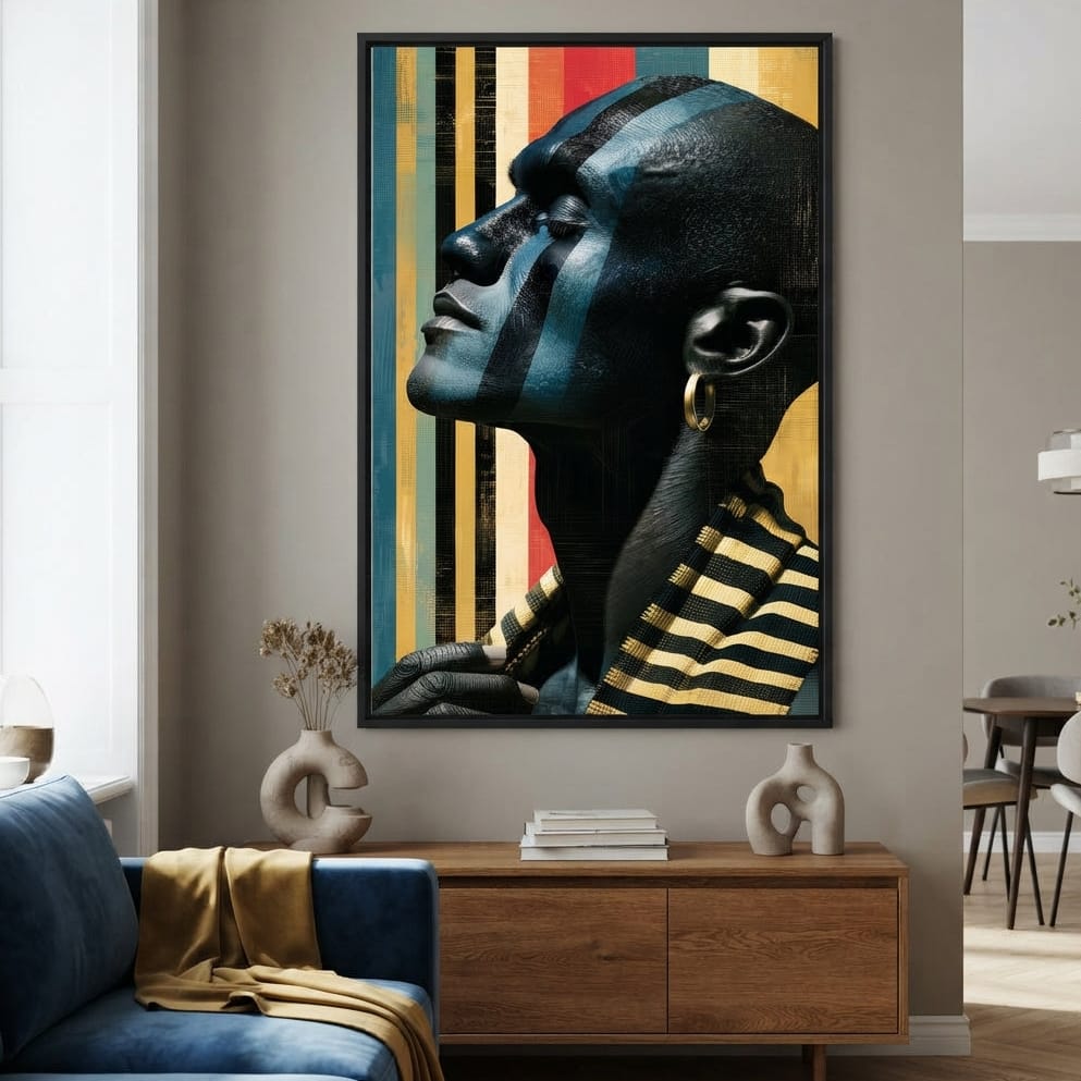 Pan Africa Colours Silhouette Canvas Wall Art