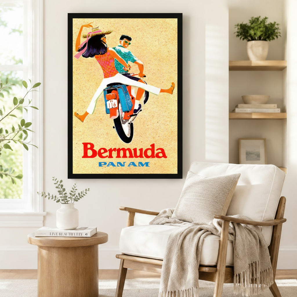 Retro Bermuda Travel Poster Canvas Wall Art