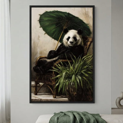 Panda Garden Parasol Calmness Canvas Wall Art