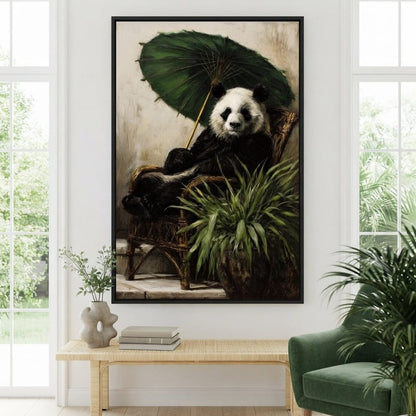 Panda Garden Parasol Calmness Canvas Wall Art