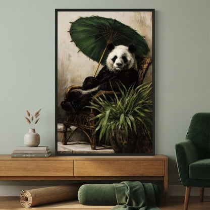 Panda Garden Parasol Calmness Canvas Wall Art